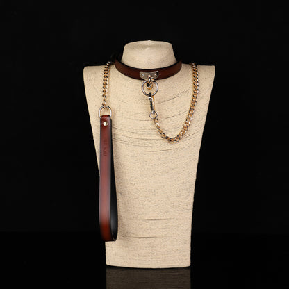 Men's And Women's Genuine Leather Collar Adult Supplies Bound Leather Collar