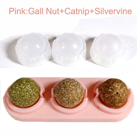 3pcs  Lot Self-adhesive Rotated Catnip Lick Ball