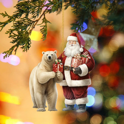 Old Man And Polar Bear Christmas Pendant Christmas Tree Decoration