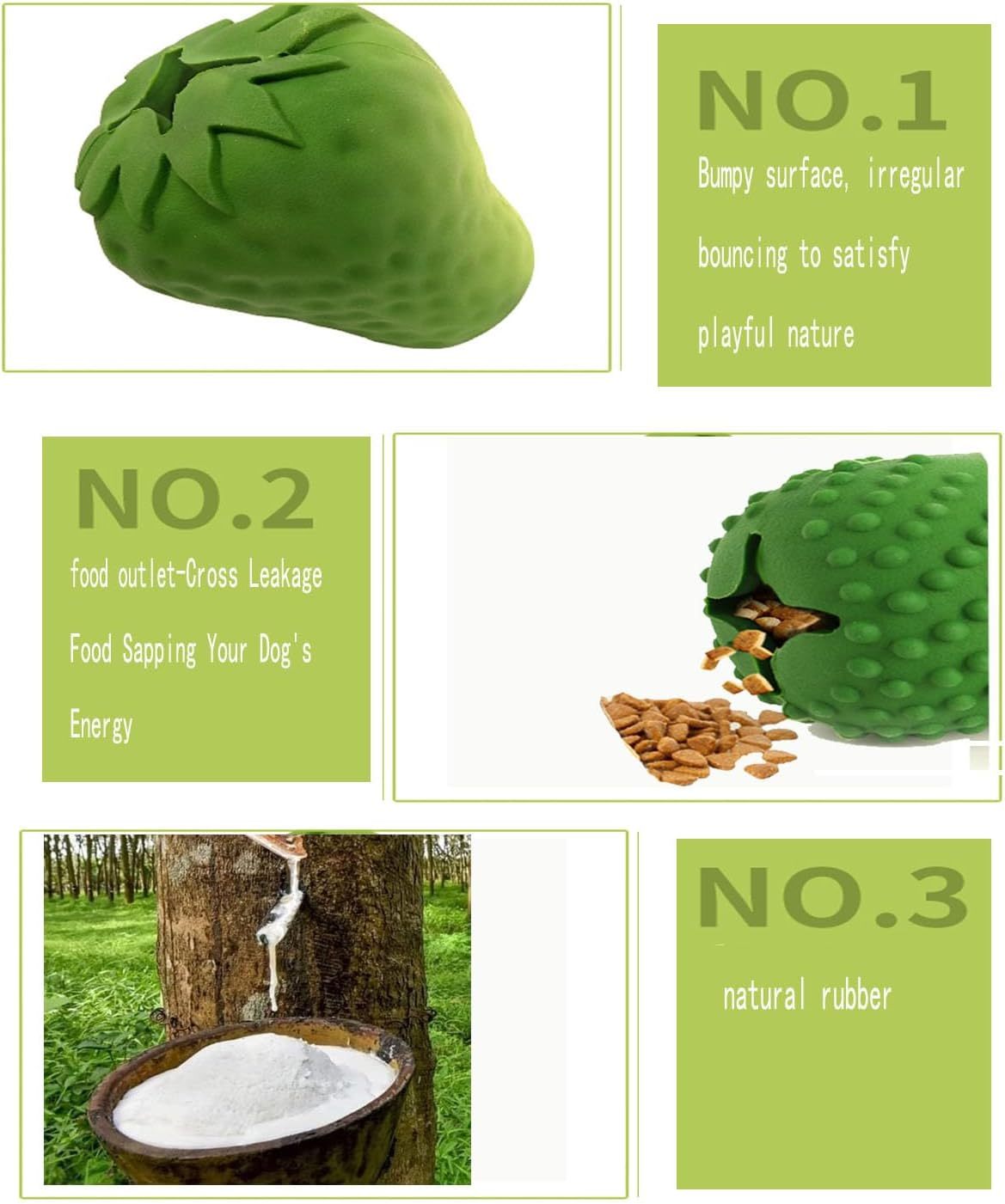 Strawberry Dog Chew Toy Durable Dog Treat Dispenser Interactive Toys IQ Training  Mental Enrichment Rubber Dog Dental Cleaning Toys For Small Medium Large Breed