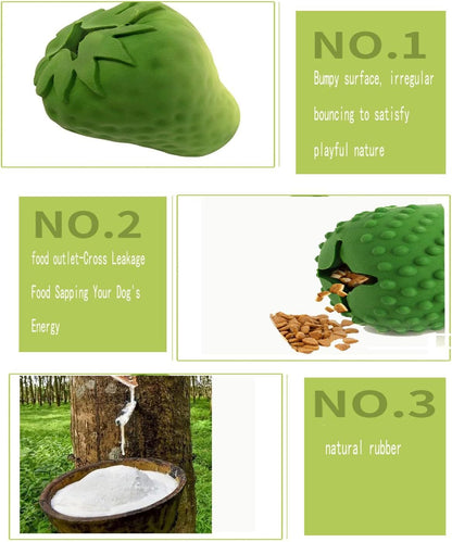 Strawberry Dog Chew Toy Durable Dog Treat Dispenser Interactive Toys IQ Training  Mental Enrichment Rubber Dog Dental Cleaning Toys For Small Medium Large Breed