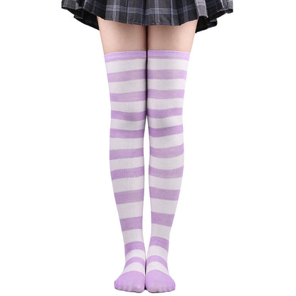 Striped Socks Hold-ups Women Over The Knee Halloween