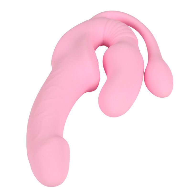 Three-shock Double-headed Dragon Lala Dildo Women's Wear Out Sex Appliance Into The Body Strong Shock Self-defense Stick
