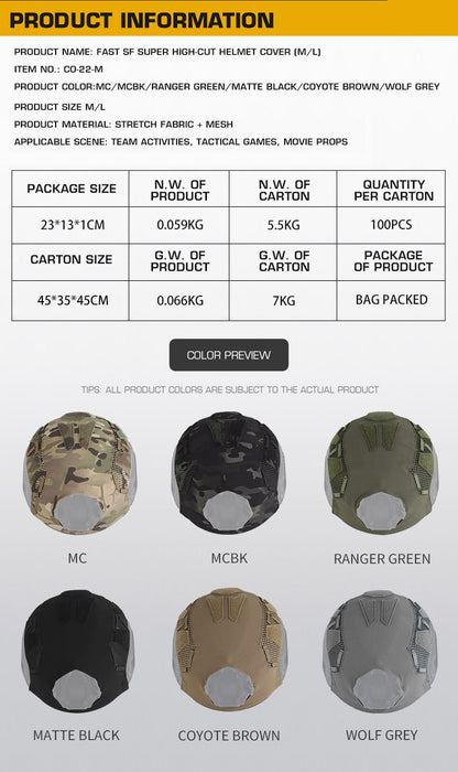 FAST SF Ultra-high Cut Camouflage Helmet Cover (Medium Size, M)