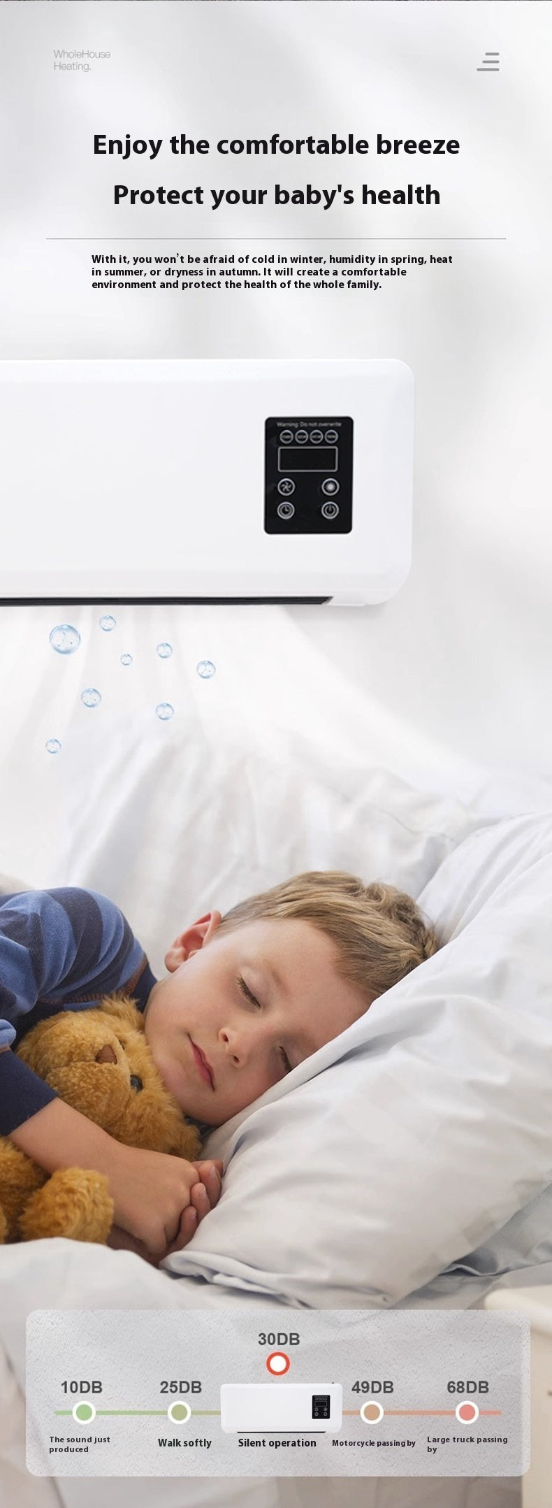 Warm Air Blower Bathroom Heater Wall-mounted Cold And Warm Dual-use