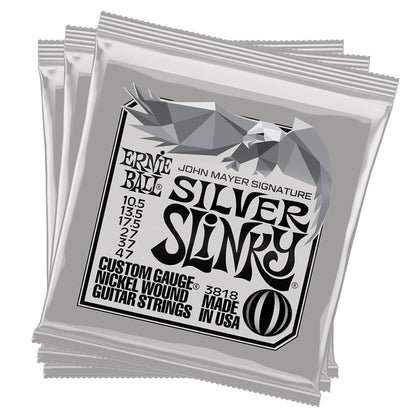 Ernie Ball John Mayer Silver Slinky Nickel Wound Electric Guitar Strings 3-Pack Tin - 10.5-47 Gauge