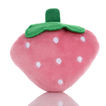 Dog Plush Squeaky Toys - Soft Strawberry Shape Interactive Puppy Chew Toy For Dogs Teething Playing  Chewing
