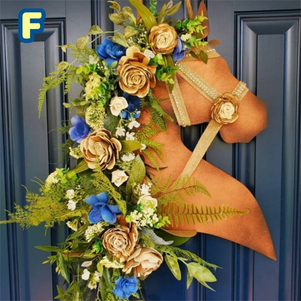 Horse Head Garland Christmas Decoration With Balls