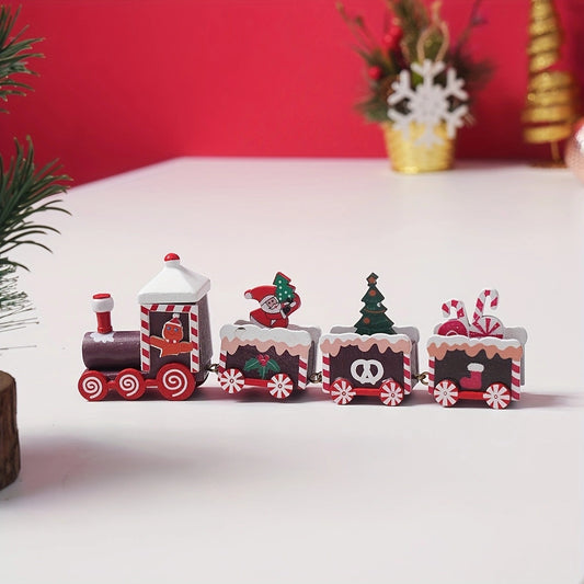 Christmas Decorations Wooden Train Children's Gifts Christmas Small Gifts Window Decoration