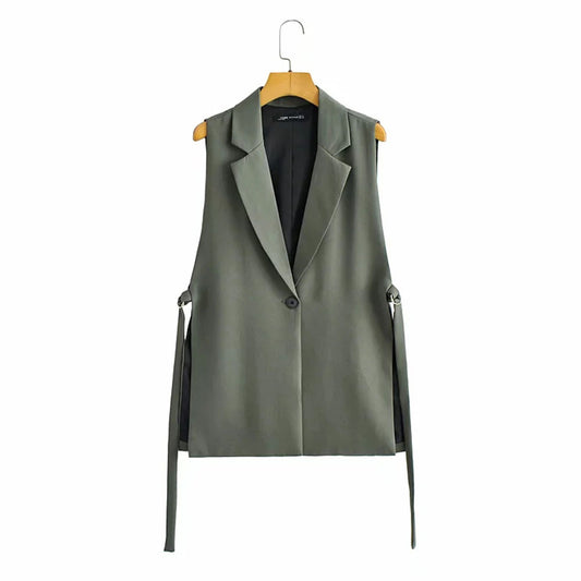 Spring Women's Suit Collar Woven Vest