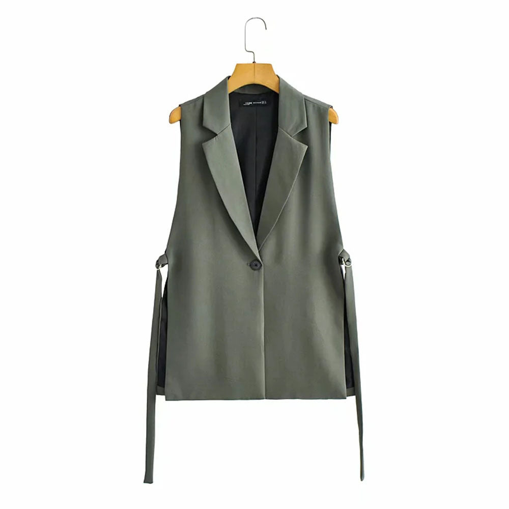 Spring Women's Suit Collar Woven Vest