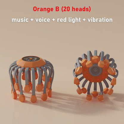 20Massage Heads Orange Scalp Head Massager Red Light Therapy Vibrator Octopus Scratcher For Relaxation Stress Migraine