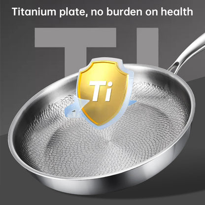 German uncoated pure titanium frying pan with fish - scale hammer pattern. Non - stick, ideal for household steak frying, a piec
