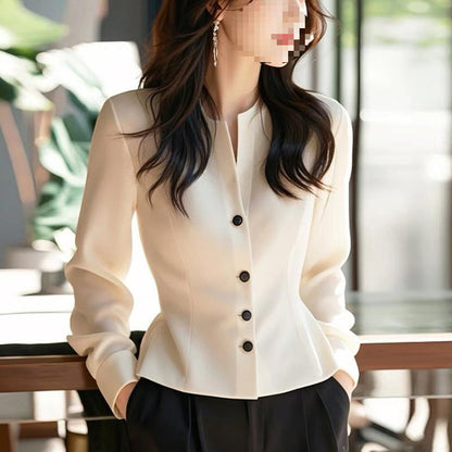White Shirt Sense Professional Commute Women's Long-sleeve Shirts