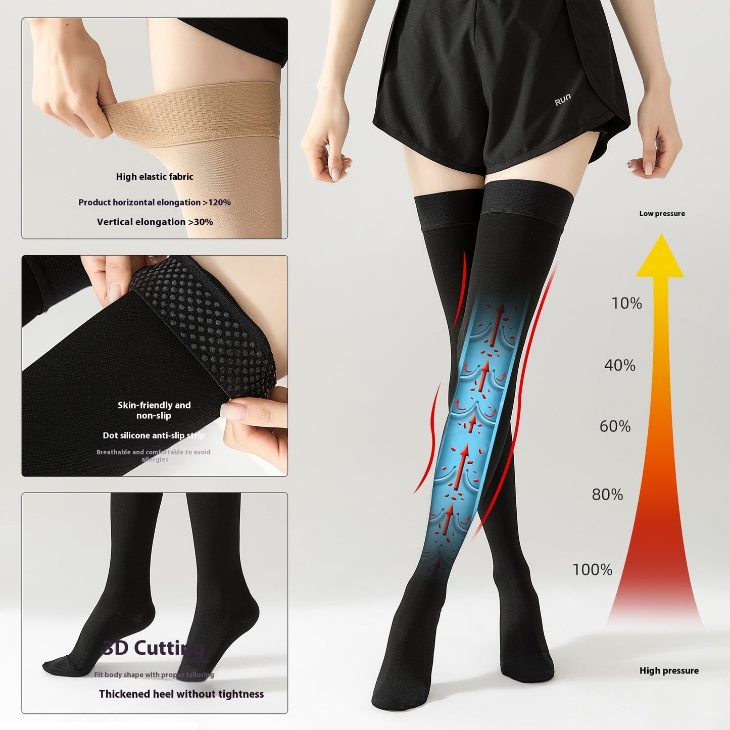 Pressure Elastic Secondary Pressure Motion Compression Knee Socks