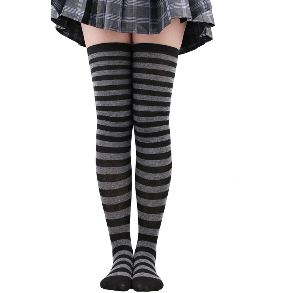 Striped Socks Hold-ups Women Over The Knee Halloween