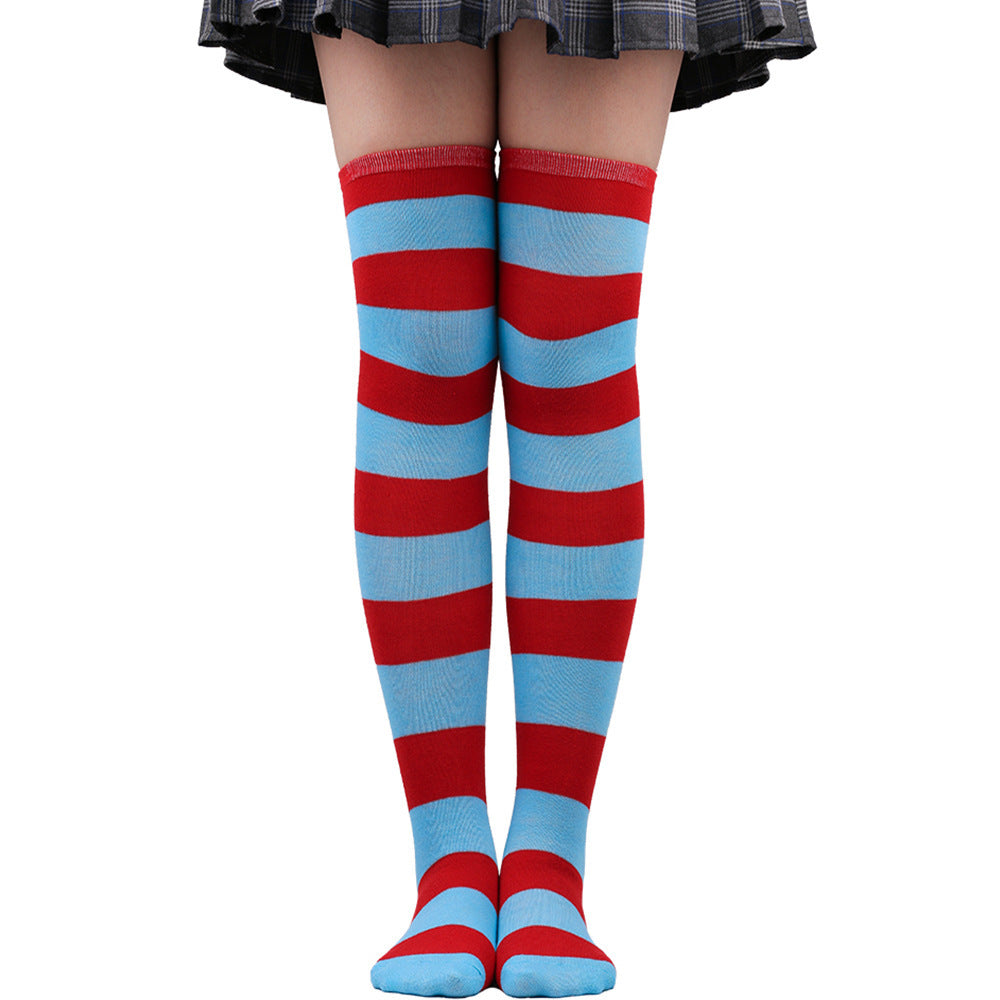 Striped Socks Hold-ups Women Over The Knee Halloween