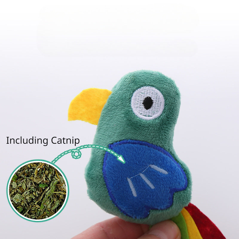 Cow Parrot Shape Cat Toy Cute Plush Animal Toys With Catnip Interactive Play Pet Supplies Tease Cat Bite Resistant