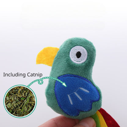Cow Parrot Shape Cat Toy Cute Plush Animal Toys With Catnip Interactive Play Pet Supplies Tease Cat Bite Resistant
