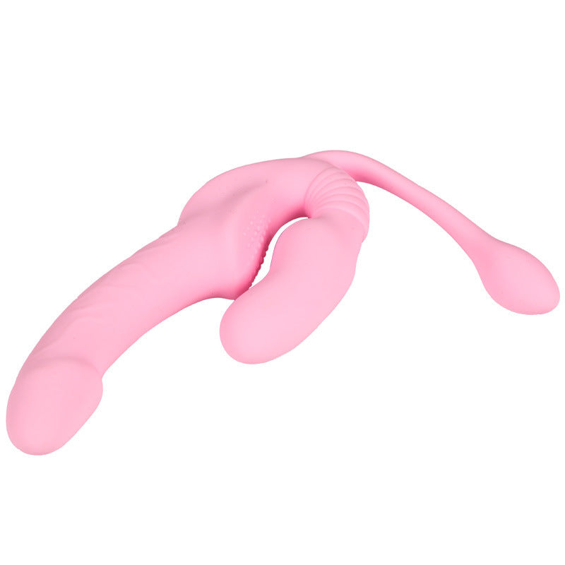 Three-shock Double-headed Dragon Lala Dildo Women's Wear Out Sex Appliance Into The Body Strong Shock Self-defense Stick