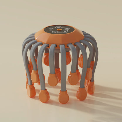 20Massage Heads Orange Scalp Head Massager Red Light Therapy Vibrator Octopus Scratcher For Relaxation Stress Migraine