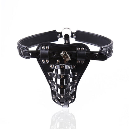 Bondage Flirting Men's Appliances Chastity Pants Leather Strap Adult Bird Cage Sexy Panties