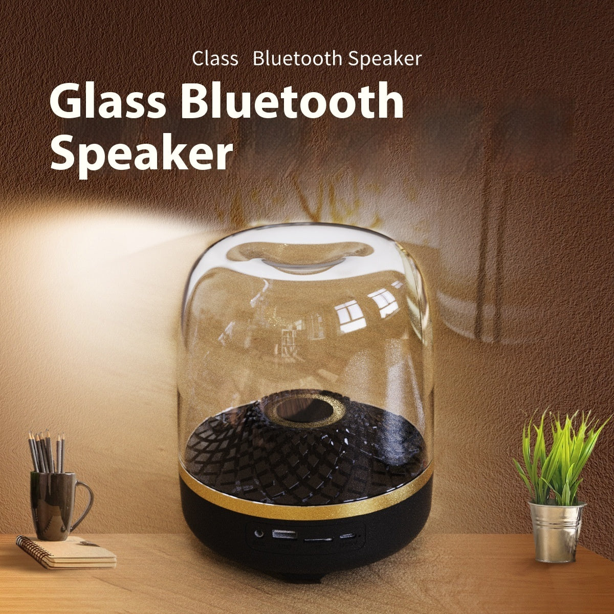 Desktop Subwoofer Bluetooth Audio Black Gold Speaker