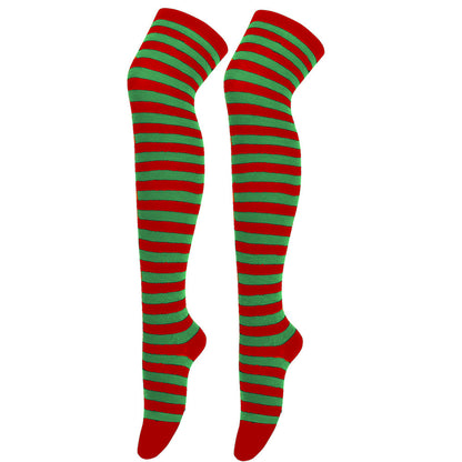 Striped Socks Hold-ups Women Over The Knee Halloween