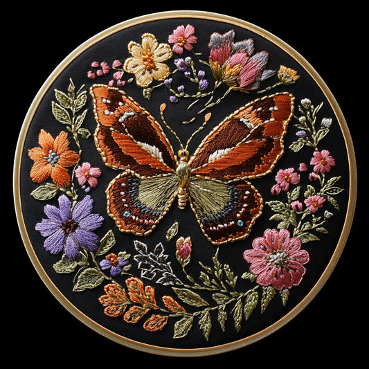 Embroidery Diy Butterfly Handmade Cloth Art Material Kit Kit