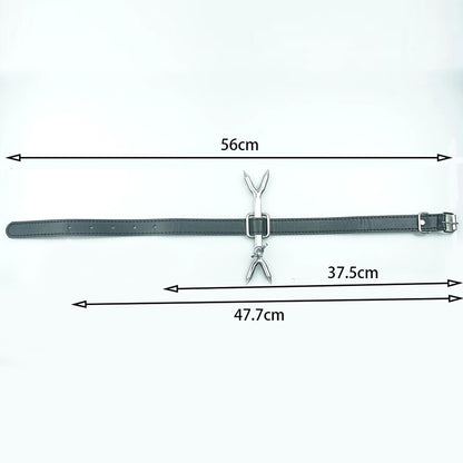 Men's And Women's Leather Pure Stainless Steel Bondage Collar Toy Adult