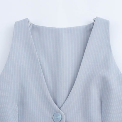 Striped Stitching V-neck Sleeveless Top