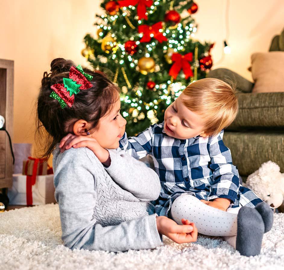 Christmas Children's Bow Barrettes Three Sets