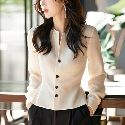 White Shirt Sense Professional Commute Women's Long-sleeve Shirts