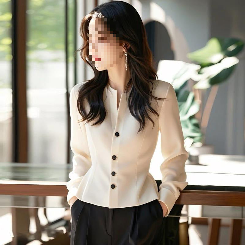 White Shirt Sense Professional Commute Women's Long-sleeve Shirts