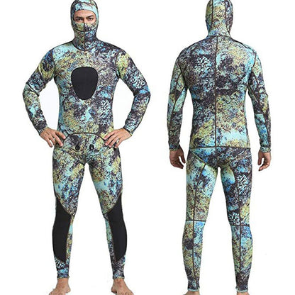 New 3mm Camo Spearfishing Wetsuit - Men's Long Sleeve Diving Suit. Fission Neoprene, Keeps Warm. Includes Top & Pants