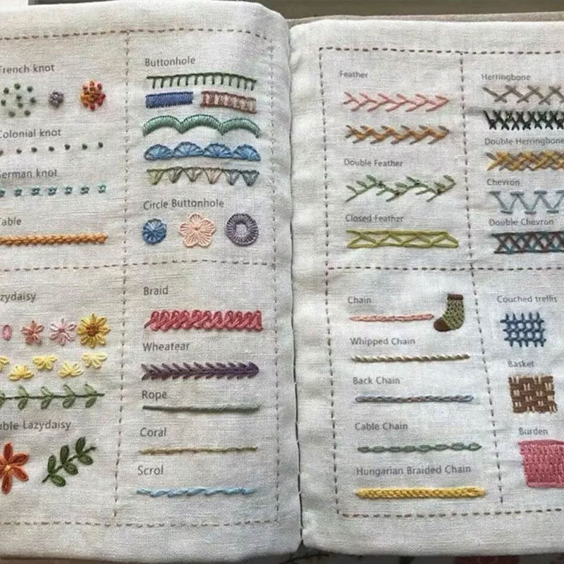 DIY Imitation Linen Sewing Book with Embroidery. Personalize, Improve Skills. Portable