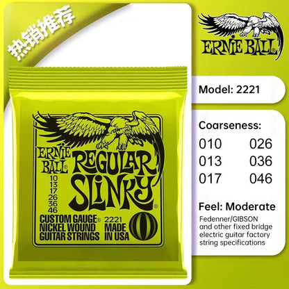 6 sets of Ernie Ball Slinky guitar strings (models 2003, 2215, 2223, 2221, nickel - wound) for electric & acoustic guitars