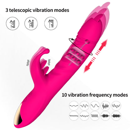 Adult Supplies Tongue Licking G-Spot Vibration Telescopic Massage AV Vibrator Female Masturbation Vibrator