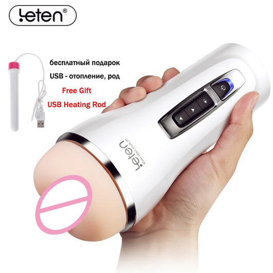 Leten Voice Interactive Sex Toys for Men Clip Sucking Artificial Vagina Male Masturbator