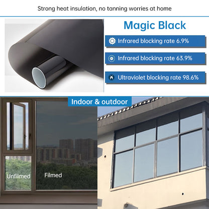 One - Way Window Privacy Film   Static Cling, Self - Adhesive Vinyl   Blocks UV, Insulates & Controls Heat