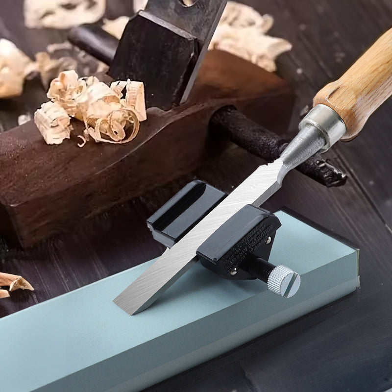 Chisel sharpening guide, knife sharpener, chisel blade, projection sharpener, template, roller, sharpening stone