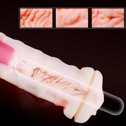 gelugee Male Masturbator Vibrator Real Vagina for Men Silicone Toy,Deep Throat Pussy Mouth Double Sex Toys for Adult Suck Man