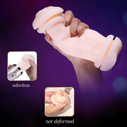 gelugee Male Masturbator Vibrator Real Vagina for Men Silicone Toy,Deep Throat Pussy Mouth Double Sex Toys for Adult Suck Man