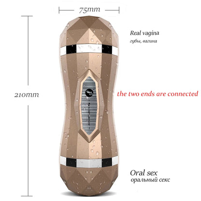 gelugee Male Masturbator Vibrator Real Vagina for Men Silicone Toy,Deep Throat Pussy Mouth Double Sex Toys for Adult Suck Man
