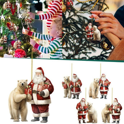Old Man And Polar Bear Christmas Pendant Christmas Tree Decoration