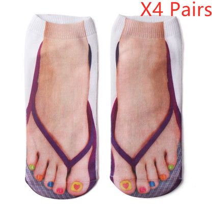 3D Printing Socks Flip Flops Cartoon Creative Socks Men And Women Couple Socks