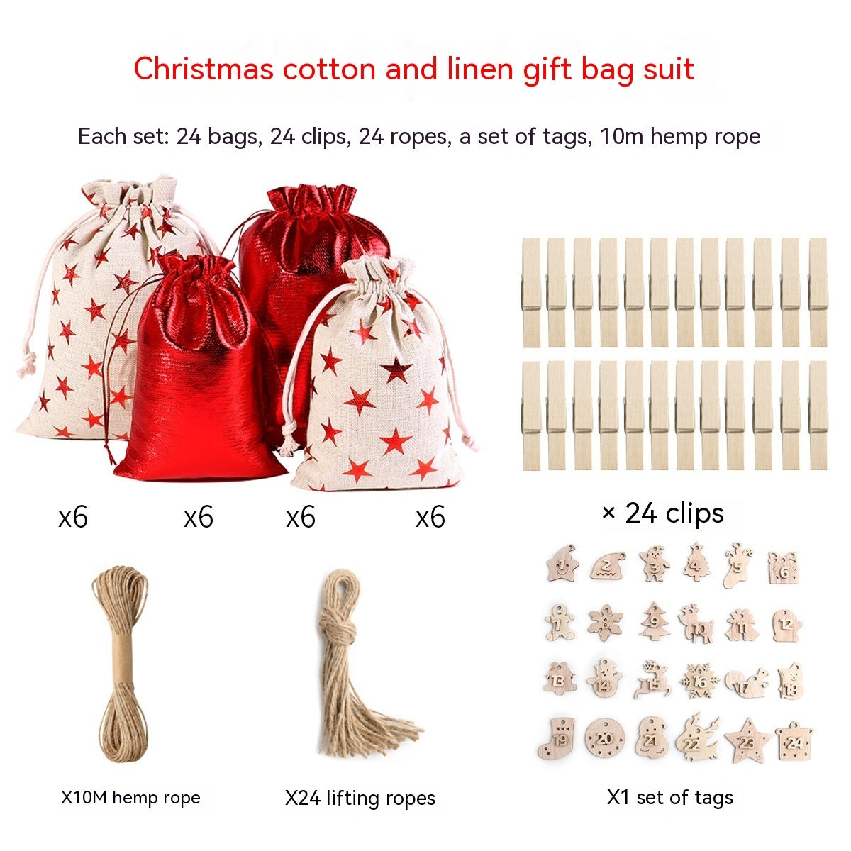 Gilding Linen Christmas Cloth Bag Kit