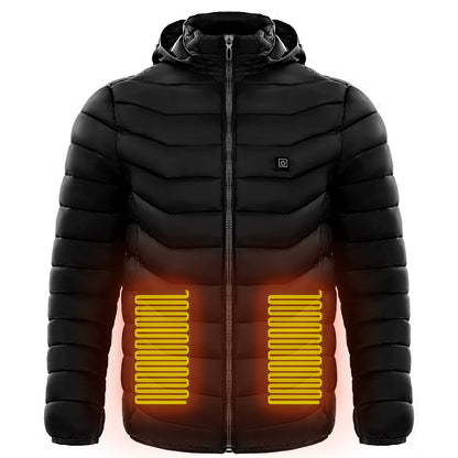 Men Heated Puffer Jacket Electric Heating Coat Insulated Hood Windbreaker 9Heat Zones
