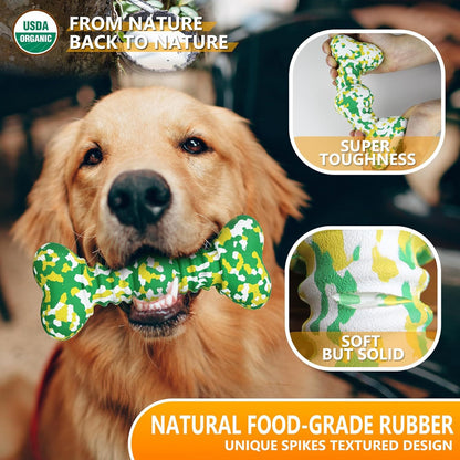 Dog Chew Toy For Aggressive Chewers Large Breed Tough Durable Dog Toys For Medium Large Dogs Indestructible Natural Rubber Bone Toys For Teething