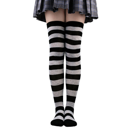Striped Socks Hold-ups Women Over The Knee Halloween